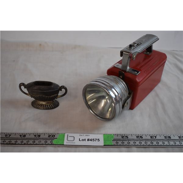 Vintage "Made in Occupied Japan" Tabletop Lighter Holder + Coal Miner Flashlight