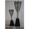 Image 1 : Metal and Wood Angel Statues (21" and 15" Tall)