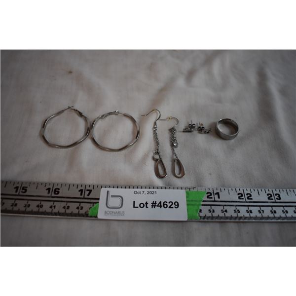 Stainless Steel Earrings and Ring