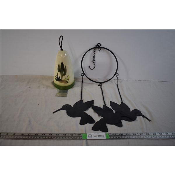 Metal Hummingbird Windchimes and Arizona Souvenir Bell