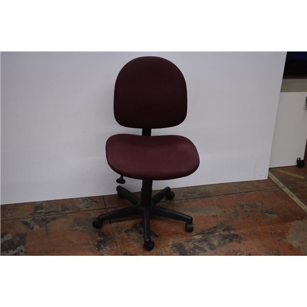 Burgundy Adjustable Office Chair - condition may vary