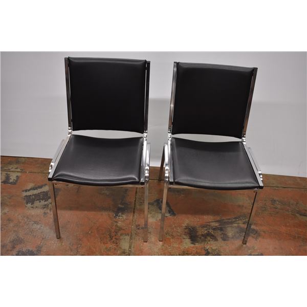 Pair of Vinyl and Metal Chairs (Stackable)