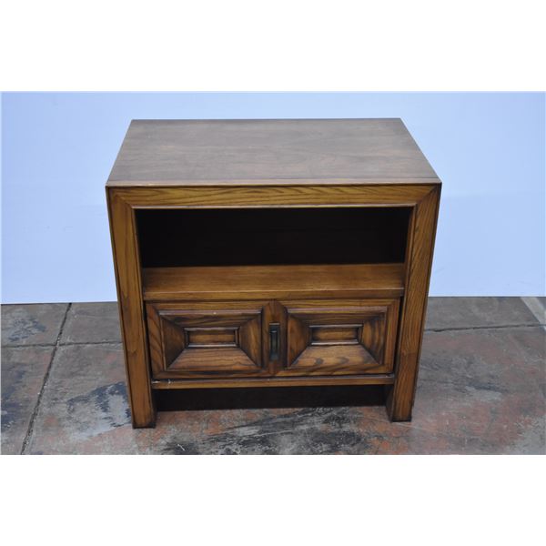Vintage Pecan Wood Nightstand (25" W x 16" D x 23" H)
