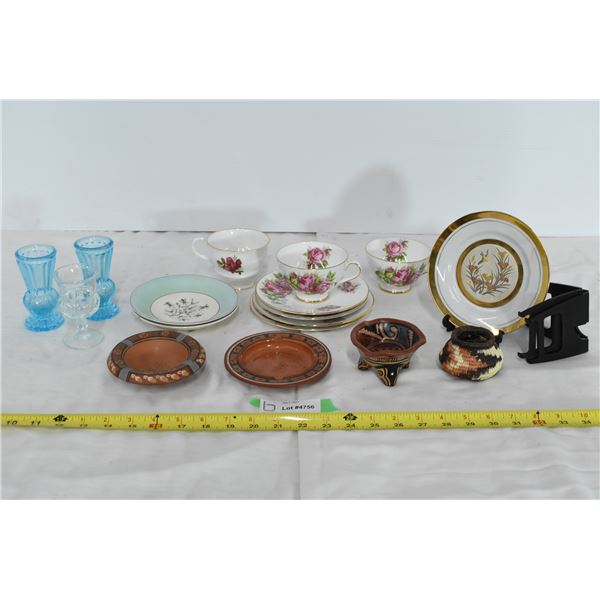 Assorted Plates/Saucers, Ashtrays, Tea Cups & Small Goblets