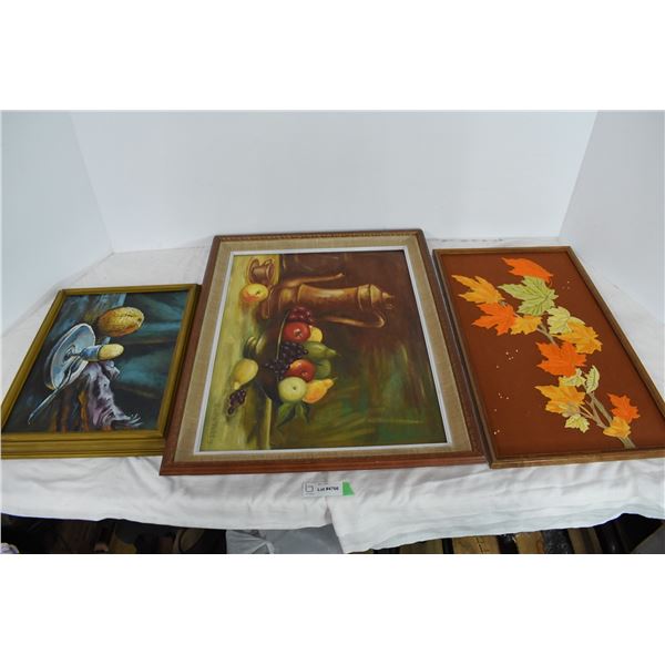 3 Fall Styled Paintings – 27”x21”, 25”x14.5”, 18.5”x14.5”