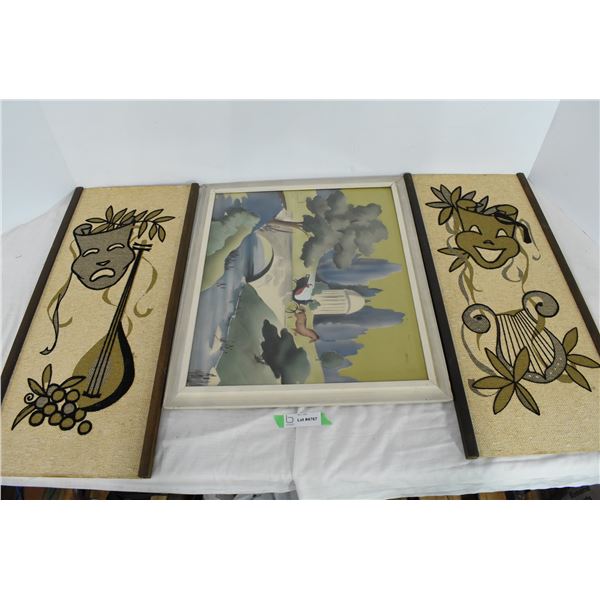 1 Painting – 24.5”x20.5” & 2 Woven Pictures 29”x13”