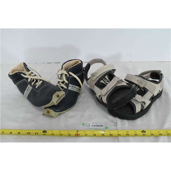 Size 38 Cross Country Ski Boots & Size 8 M Golf Sandals