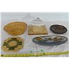Image 1 : Decorative Plates, Covered Serving Tray, Wicker Bucket & Pot Mat