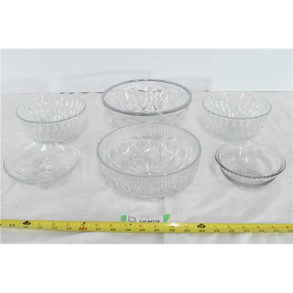 6 Assorted Glass Bowls