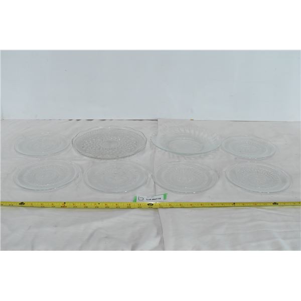 2 Glass Serving Trays & Set of 6 Glass Plates