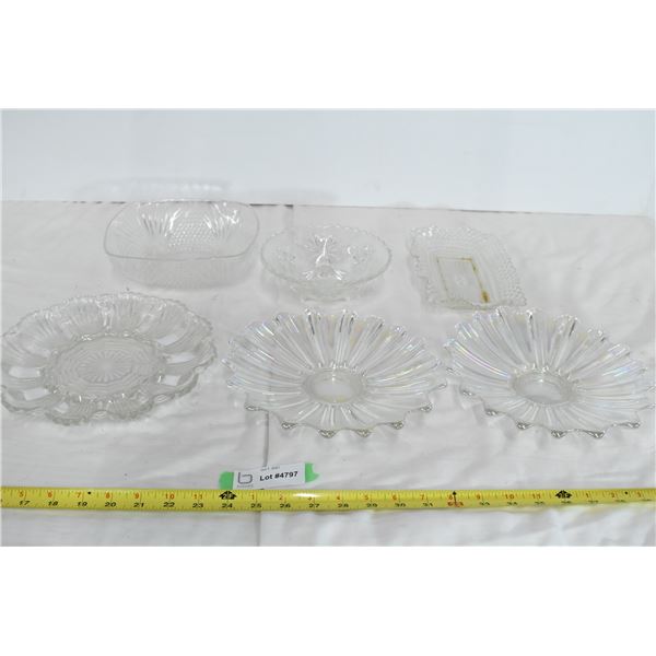 Assorted Glass Serving Trays & Bowls