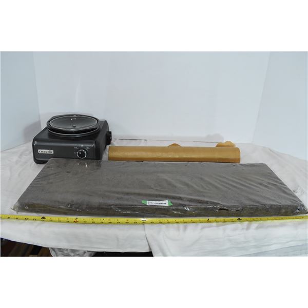 36”x12” Cork Board(3), Butchers Paper & Crock Pot (Missing Power Cords)