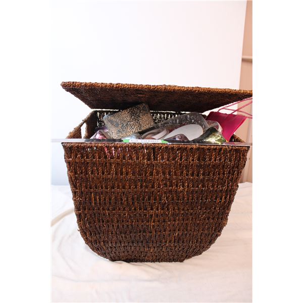 Wicker basket of gift supplies