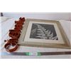 Framed art print and metal decor