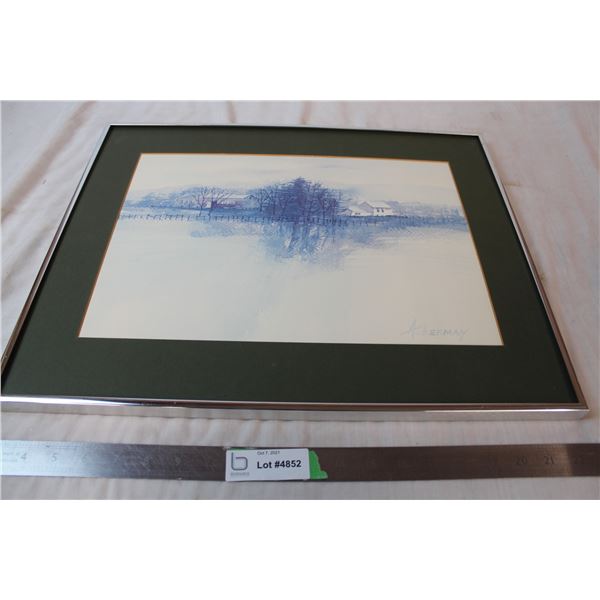 Ackermay framed painting (no glass)