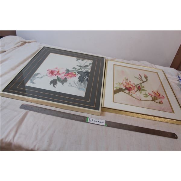 Two framed floral water colour paintings