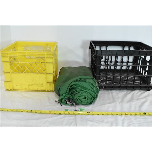 2 Plastic Crates & Old Tent