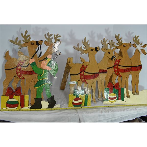 3 Reindeer Wooden Lawn Ornaments