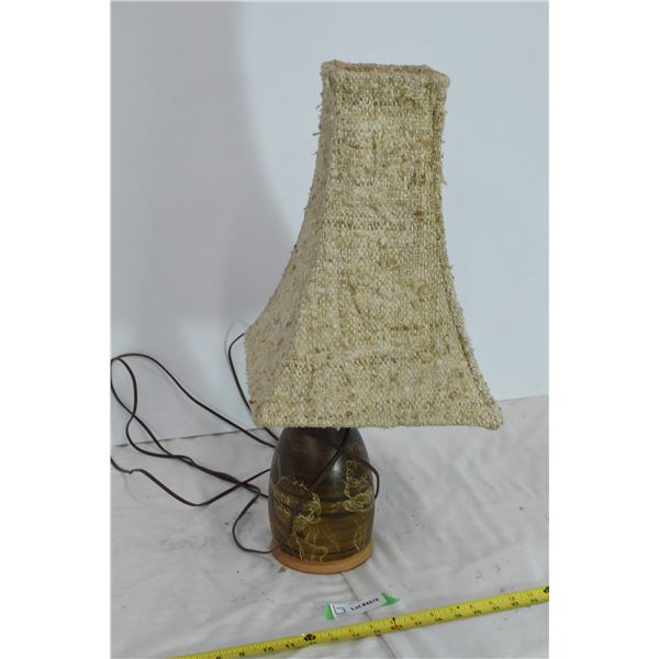 Pottery Etched lamp with shade