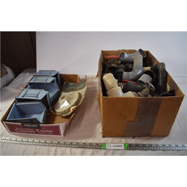 Box of Plumbing Fittings and Parts Containers