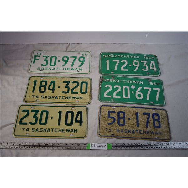 1968, 1969, 1974, 1976 Sask License Plates