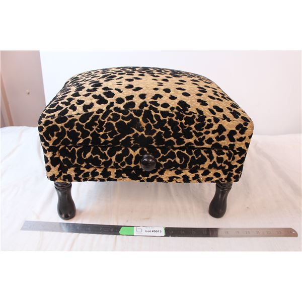 Vintage leopard print foot stool with drawer