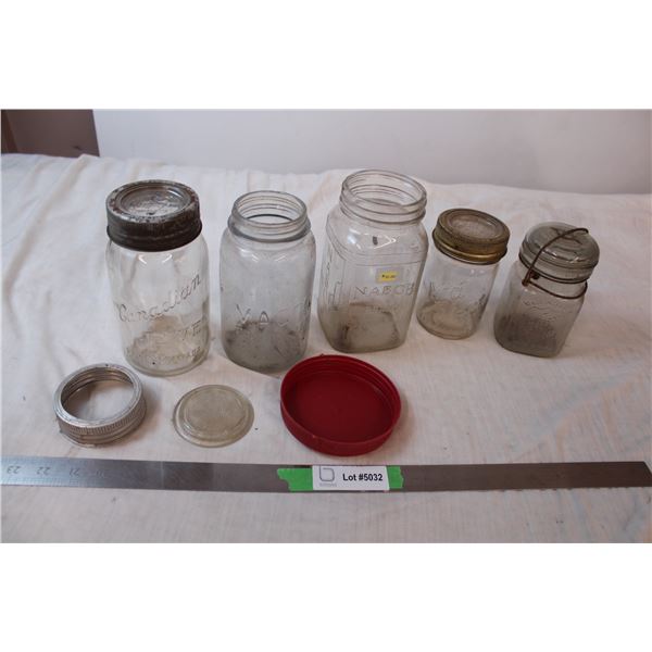 Various branded glass jars
