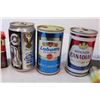 Image 2 : Canada Post coin bank, vintage beer cans, double bus tin, room thermometer