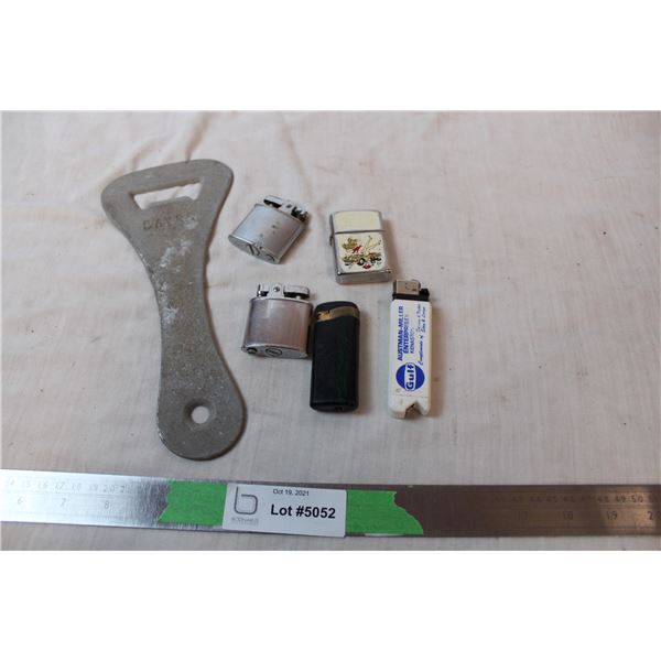 giant Bayco bottle opener, variety of lighters