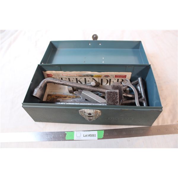 Tool box with vintage wrenches