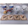 Image 1 : Tim Hortons + curling mugs, curling rock S& P shakers, rooster coasters