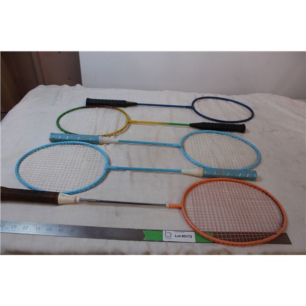 Assorted badminton rackets