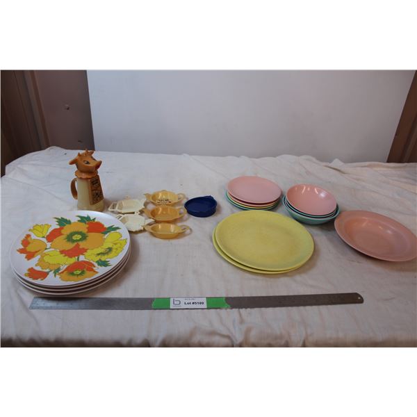 Melmac plastic dinnerware