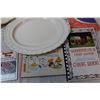 Image 3 : ceramic serving plates and vintage cook books