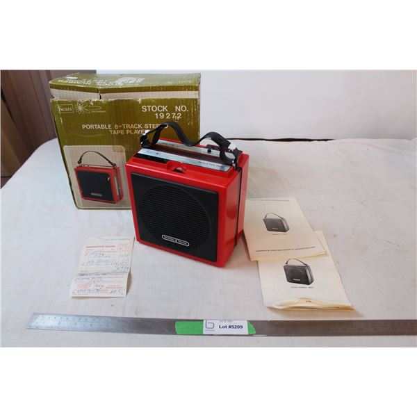 Sears portable 8 track stereo tape player, missing AC adapter