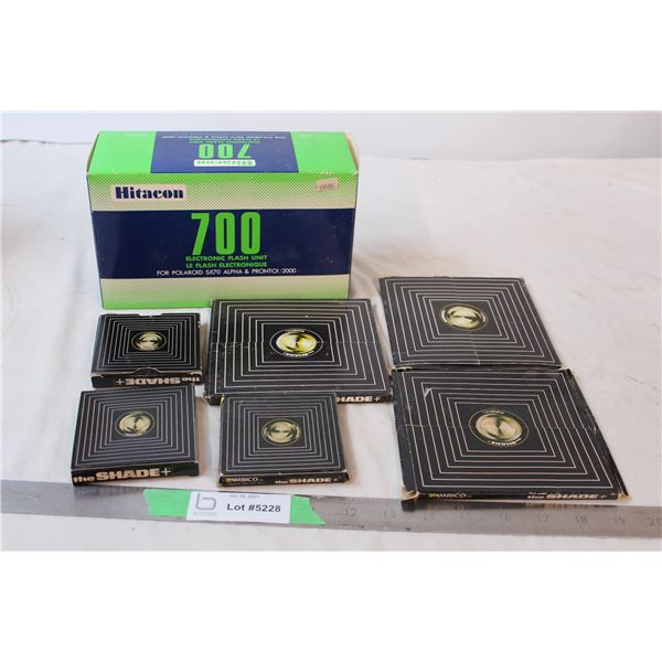 700 electronic flash unit and vintage camera accessories “The Shade”
