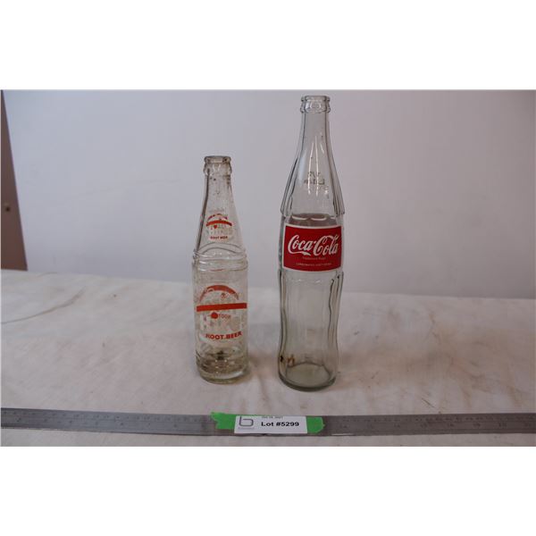Vintage bottles, Coca cola & hires root beer
