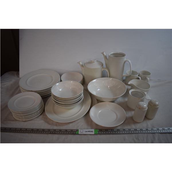 Dishware Set (Some Chipped) with Tote