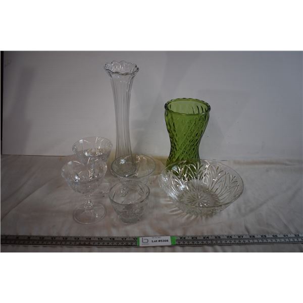 Cut Glass Vases, Cups, and Bowls