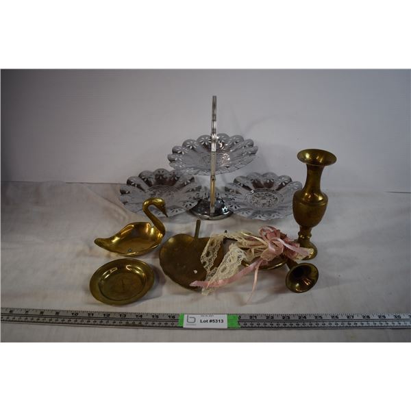 Foldable Serving Tray and Misc Brass Items