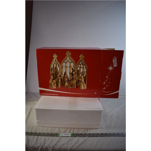7 Piece Gold Leaf Nativity Set (Complete in Box)