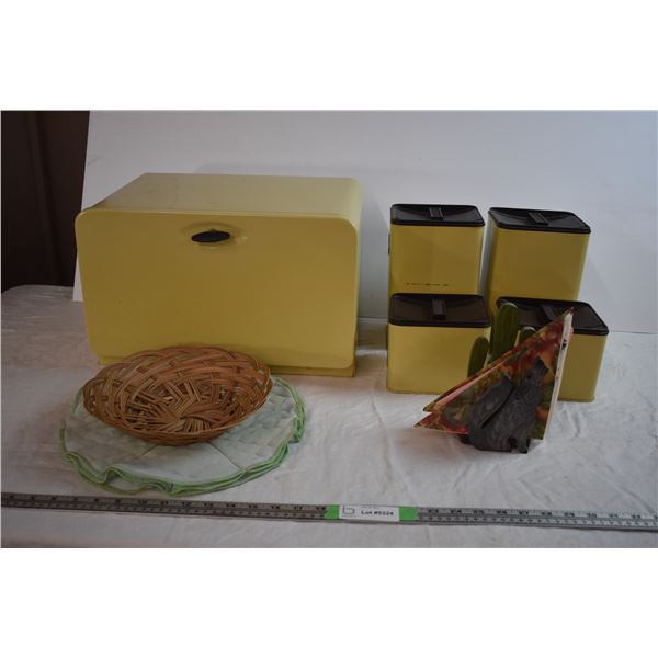 Breadbox, Canister Set, and Misc Kitchen