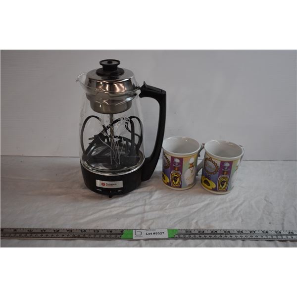 Electric Coffee Percolator and Avon Mugs