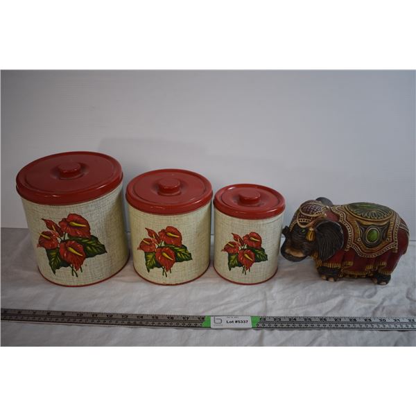 Ceramic Elephant and Canister Set