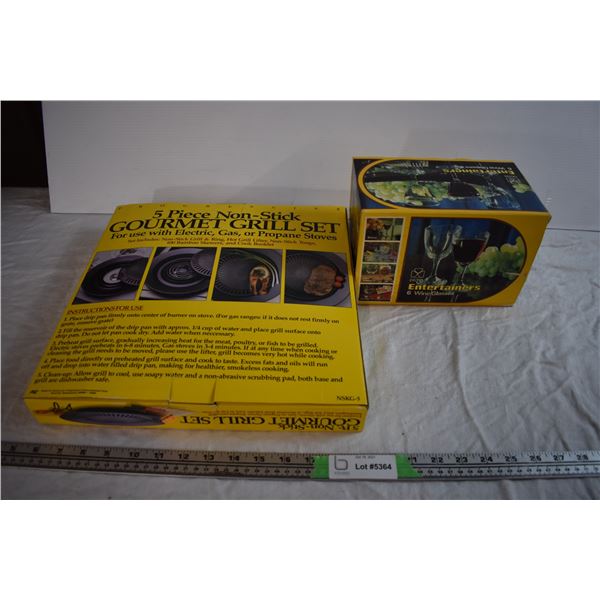 Grill Set and 4 Wine Glasses