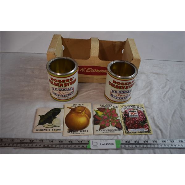 Vintage Seed Packets and Syrup Tins
