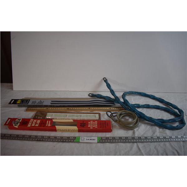 Bike Locks, Rulers, Wiper Blades, Vintage thick wooden ruler