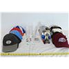 Image 1 : Misc. Vintage Hats, Joe Mauer MVP Bobblehead, Coca Cola Glasses & Hockey Cards