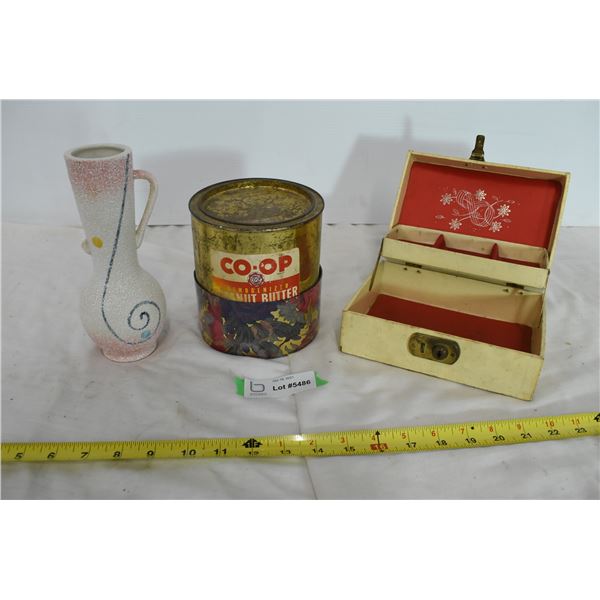 Co-op Peanut butter Tin, Vase, Jewellery Box