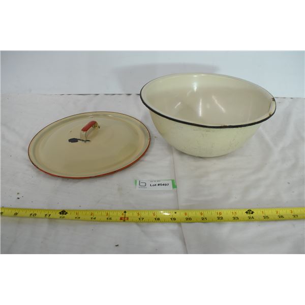 Enamel Bread Bowl & Lid